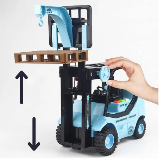 Utilaj motostivuitor cu sunete si lumini, jucarie interactiva, scara 1:16, albastru