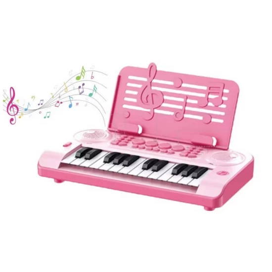 Pian electronic pentru copii cu 24 clape roz
