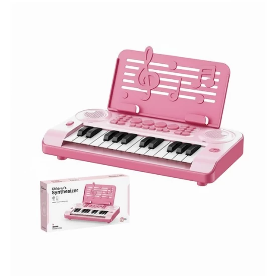 Pian electronic pentru copii cu 24 clape roz