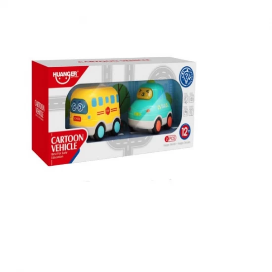 Set 2 masinute pentru bebelusi cu sunete si lumini - Autobuz scolar si taxi 