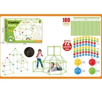 Set asamblare Cort pentru copii, 172 piese, jucarie educationala pentru interior si aer liber, verde 