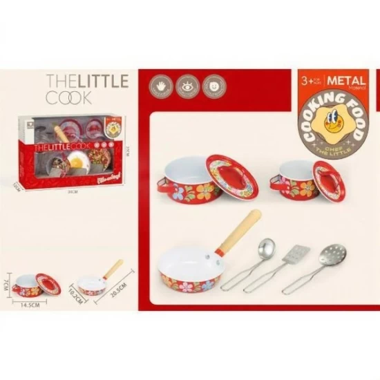 Set de joaca vase bucatarie din otel decorat 8 piese