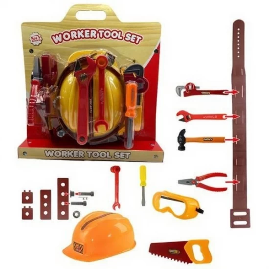 Set de joaca unelte pentru copii cu casca si accesorii