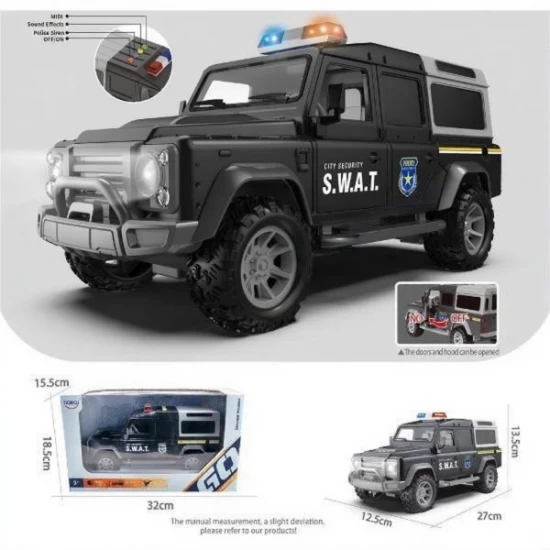 Masina de politie off-road cu sunete, lumini, functie deschidere usi, 27 cm
