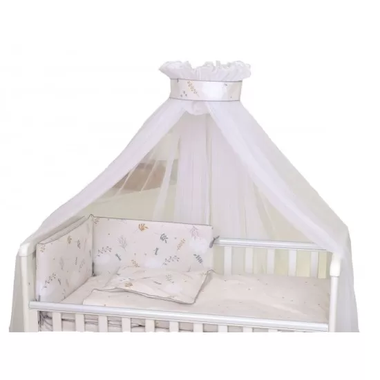 Baldachin din tul pentru patut bebe Airy Beige, 160 x 600 cm, suport prindere inclus Baldachin din tul pentru patut bebe Airy Beige, 160 x 600 cm, suport prindere inclus