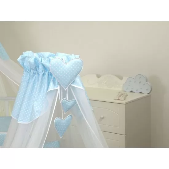 Baldachin din tul pentru patut bebe Bear Heart Blue 160 x 600 cm Baldachin din tul pentru patut bebe Bear Heart Blue 160 x 600 cm