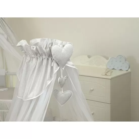 Baldachin din tul pentru patut bebe Bear Heart Grey 160 x 600 cm Baldachin din tul pentru patut bebe Bear Heart Grey 160 x 600 cm