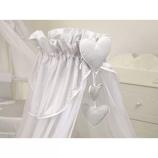 Baldachin din tul pentru patut bebe Bear Heart Grey 160 x 600 cm Baldachin din tul pentru patut bebe Bear Heart Grey 160 x 600 cm