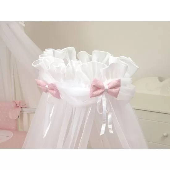 Baldachin din tul pentru patut bebe Sky Bunny Pink 160 x 600 cm