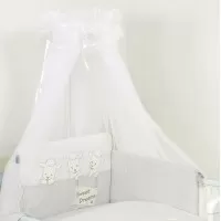 Baldachin din tul pentru patut bebe Sweet Dreams White 160 x 600 cm cu suport prindere inclus