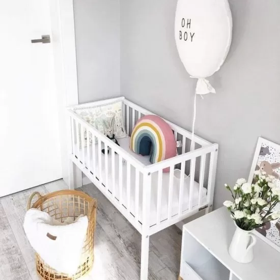 Mini patut co-sleeping din lemn, Classic Alb, 90 x 40 cm Mini patut co-sleeping din lemn, Classic Alb, 90 x 40 cm