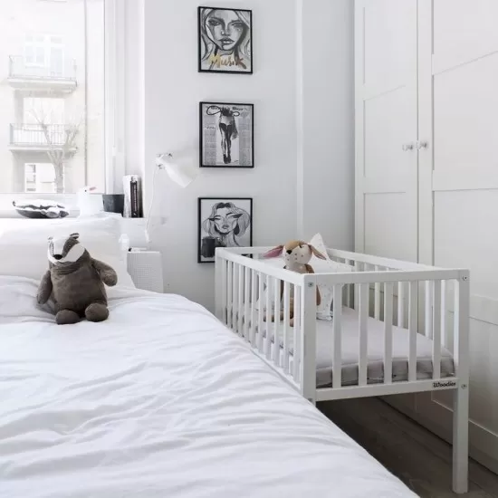 Mini patut co-sleeping din lemn, Classic Alb, 90 x 40 cm Mini patut co-sleeping din lemn, Classic Alb, 90 x 40 cm