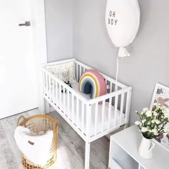 Mini patut co-sleeping din lemn Classic White 90 x 40 cm Mini patut co-sleeping din lemn Classic White 90 x 40 cm
