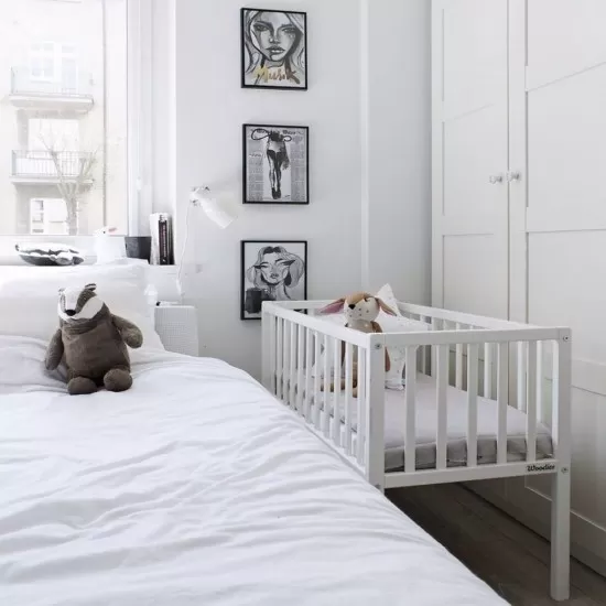 Mini patut co-sleeping din lemn Classic White 90 x 40 cm Mini patut co-sleeping din lemn Classic White 90 x 40 cm