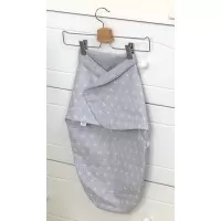 Paturica de infasat din bumbac pentru bebelusi, Inchidere Velcro, Sky Bunny Grey