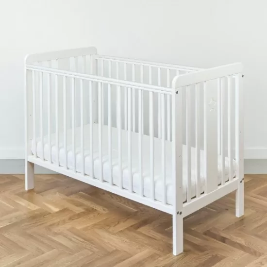 Patut din lemn masiv pentru bebe Star Baby Alb 120 x 60 cm Patut din lemn masiv pentru bebe Star Baby Alb 120 x 60 cm