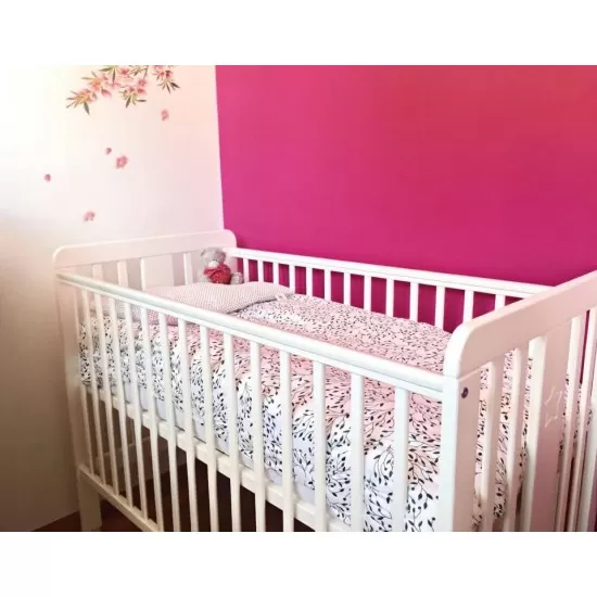 Patut din lemn masiv pentru bebe Star Baby Alb 120 x 60 cm Patut din lemn masiv pentru bebe Star Baby Alb 120 x 60 cm