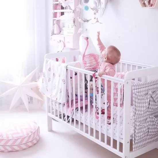 Patut din lemn masiv pentru bebe Star Baby Alb 120 x 60 cm Patut din lemn masiv pentru bebe Star Baby Alb 120 x 60 cm