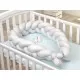 Protectie laterala patut bebe Bumper impletit Inchidere Velcro Bumbac Grey 210 cm
