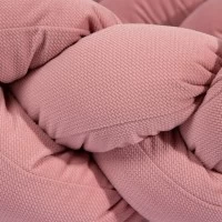 Protectie laterala patut bebe, Bumper impletit, Inchidere Velcro, Velvet Dirty Pink, 210 cm