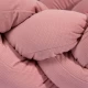 Protectie laterala patut bebe, Bumper impletit, Inchidere Velcro, Velvet Dirty Pink, 210 cm