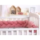 Protectie laterala patut bebe, Bumper impletit, Inchidere Velcro, Velvet Dirty Pink, 210 cm