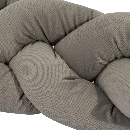 Protectie laterala patut bebe, Bumper impletit, Inchidere Velcro, Velvet Grey, 210 cm