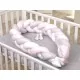 Protectie laterala patut bebe Bumper impletit Inchidere Velcro Bumbac White Grey Pink 340 cm