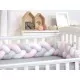 Protectie laterala patut bebe Bumper impletit Inchidere Velcro Bumbac White Grey Pink 340 cm