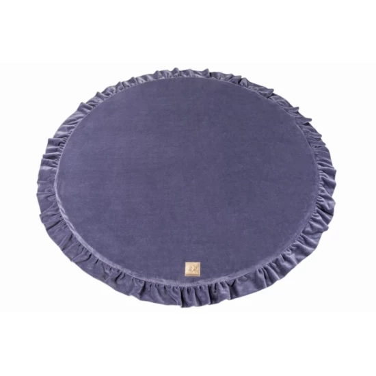 Saltea de joaca din spuma MeowBaby® pentru copii, rotunda cu volanas, catifea blue