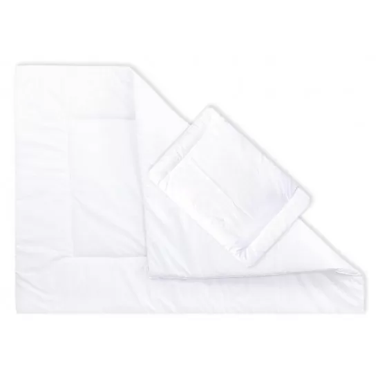 Set pilota 135 x 100 cm si perna 40 x 60 cm pentru copii, bumbac si umplutura BabySoft, Alb