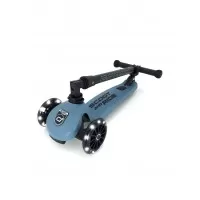 Trotineta copii pliabila cu roti luminoase Scoot and Ride HighwayKick 3 Steel Blue