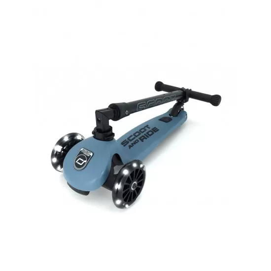 Trotineta copii pliabila cu roti luminoase Scoot and Ride HighwayKick 3 Steel Blue Trotineta copii pliabila cu roti luminoase Scoot and Ride HighwayKick 3 Steel Blue