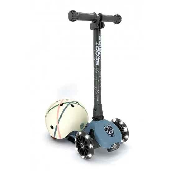 Trotineta copii pliabila cu roti luminoase Scoot and Ride HighwayKick 3 Steel Blue Trotineta copii pliabila cu roti luminoase Scoot and Ride HighwayKick 3 Steel Blue