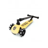 Trotineta copii pliabila cu roti luminoase Scoot & Ride HighwayKick 3 Lemon 3-6 ani
