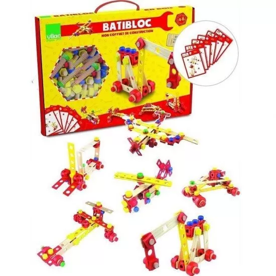 Set de constructie educativ din lemn Batibloc 100 piese Set de constructie educativ din lemn Batibloc 100 piese