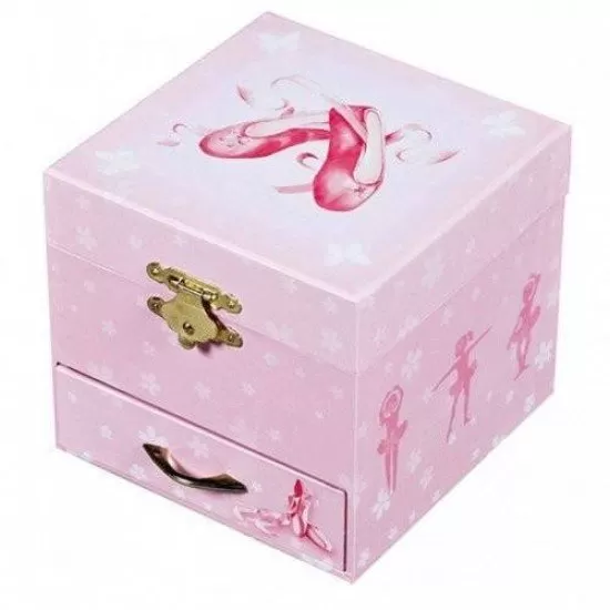 Cutie muzicala patrata Balerina roz