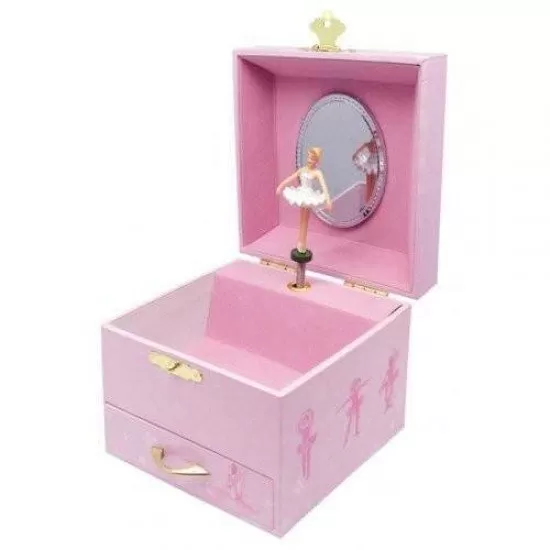 Cutie muzicala patrata Balerina roz
