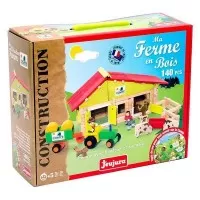 Set constructie din lemn - Ferma cu tractor si animale 140 de piese