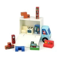 Joc de logica - Camion de mutari cu mobilier din lemn Vilac