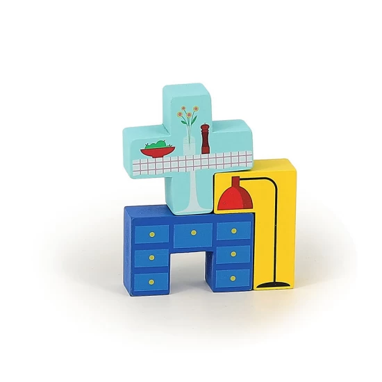 Joc de logica - Camion de mutari cu mobilier din lemn Vilac