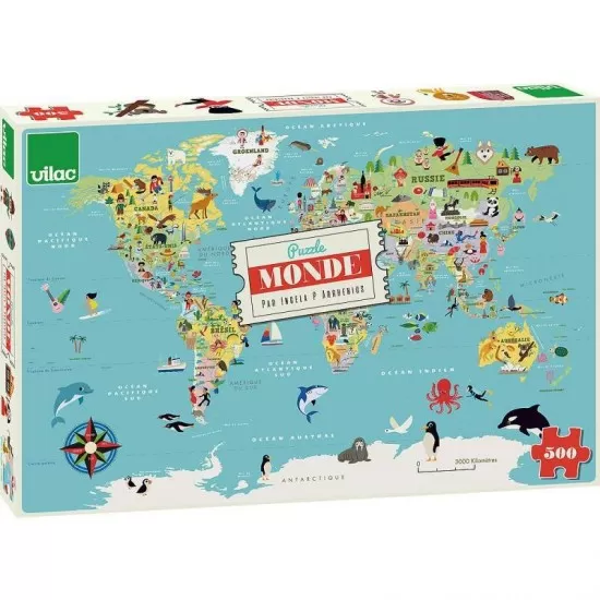 Puzzle harta lumii 500 piese in limba Franceza Puzzle harta lumii 500 piese in limba Franceza