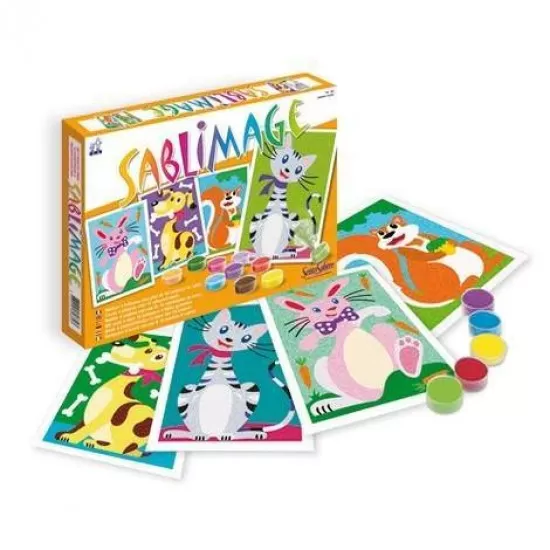 Set creativ cu nisip colorat Sablimage - Animale de Companie Set creativ cu nisip colorat Sablimage - Animale de Companie