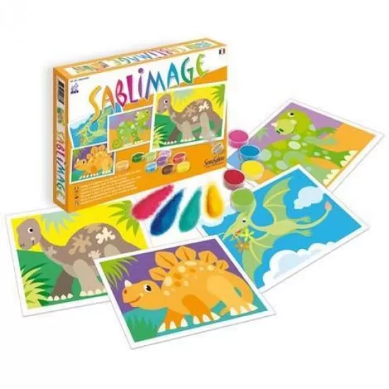 Set creativ cu nisip colorat Sablimage - Dinozauri Set creativ cu nisip colorat Sablimage - Dinozauri