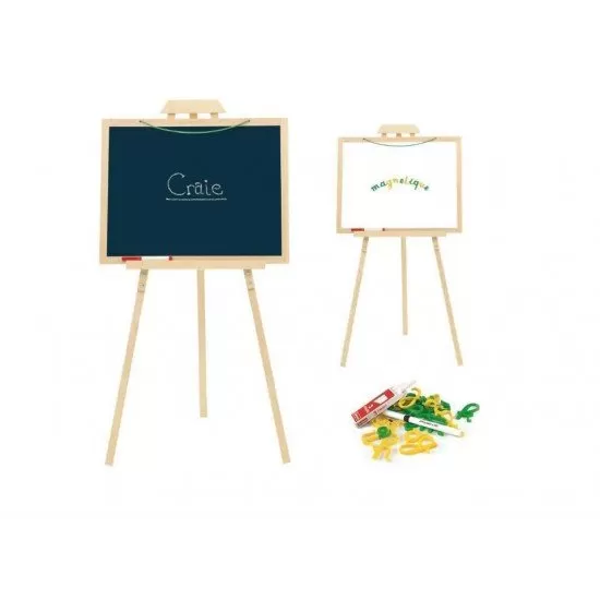 Tabla alba-neagra de lemn cu sevalet Jeu Jura Tabla alba-neagra de lemn cu sevalet Jeu Jura