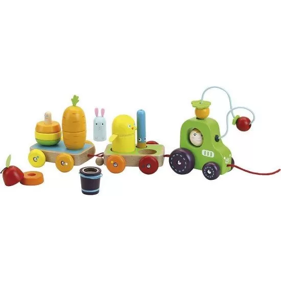 Jucarie educativa - Tractor multiactivitati din lemn Jucarie educativa - Tractor multiactivitati din lemn