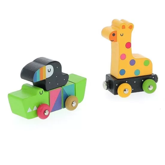 Tren din lemn cu animale curcubeu Vilac Tren din lemn cu animale curcubeu Vilac