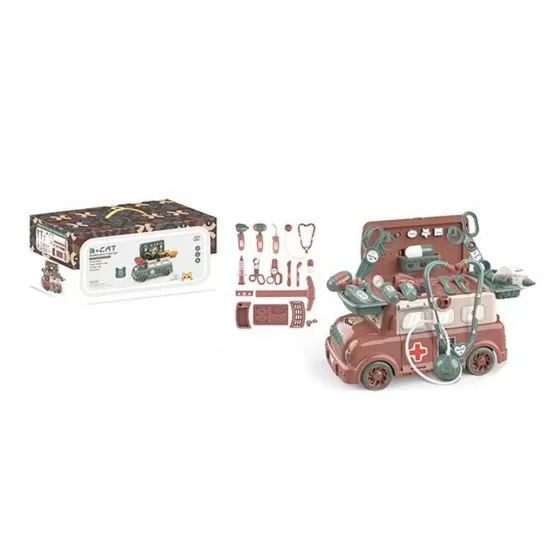 Ambulanta cu sunete, lumini si ustensile doctor 22 piese Ambulanta cu sunete, lumini si ustensile doctor 22 piese