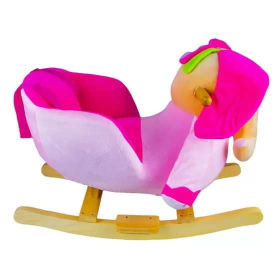 Balansoar muzical Elefant din lemn si plus roz Balansoar muzical Elefant din lemn si plus roz
