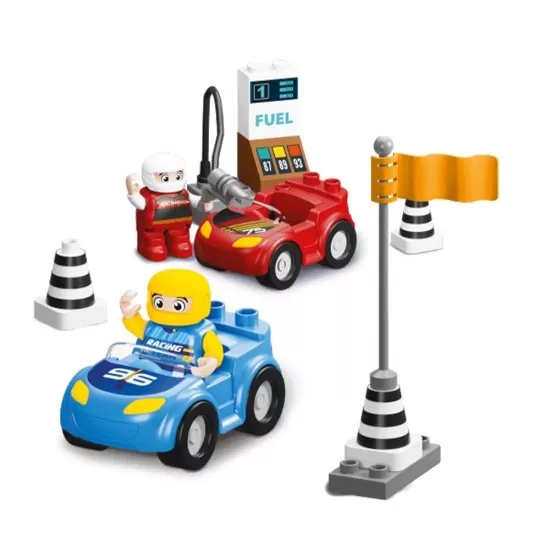 Set cuburi constructie Blocki Mubi Pit Stop 19 piese Set cuburi constructie Blocki Mubi Pit Stop 19 piese